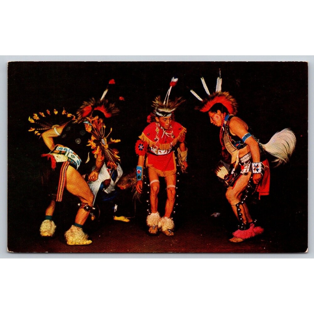Postcard New Mexico Horse Tail Dance Taos Pueblo Indian Tribe Unposted c1950s
